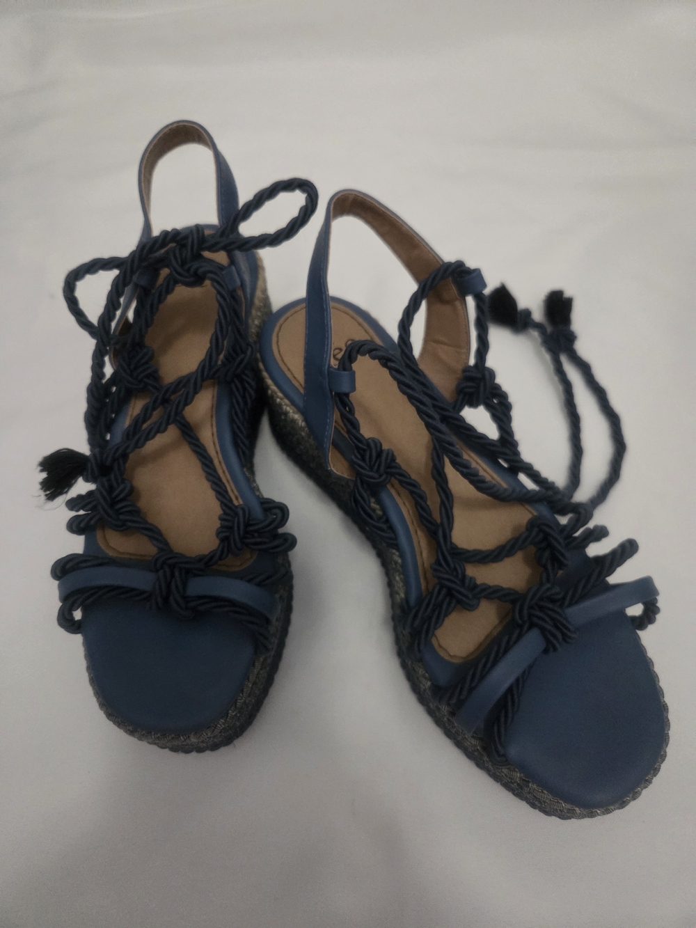 Women’s Navy Blue Rope Espadrille Wedge Sandals
